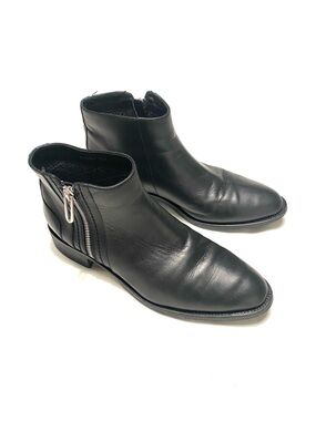 Aquatalia Nadie Waterproof Leather Ankle Boots Black Size 8 Made in Italy